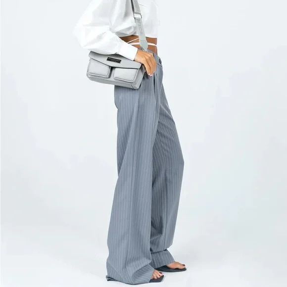 Princess Polly Archer Pants Pinstripe Grey Petite - Picture 10 of 12